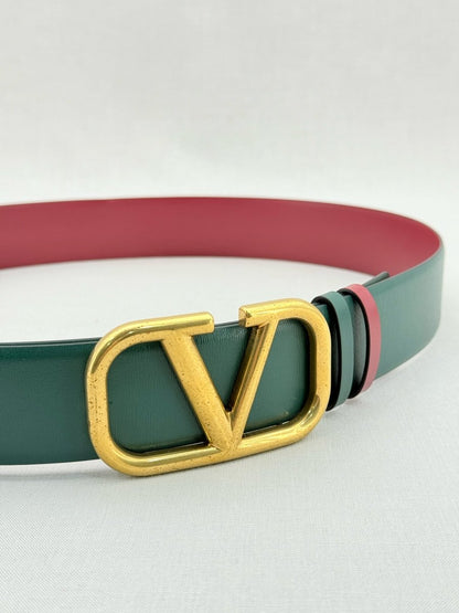 Pre - loved VALENTINO Green & Red Belt at Reems Closet