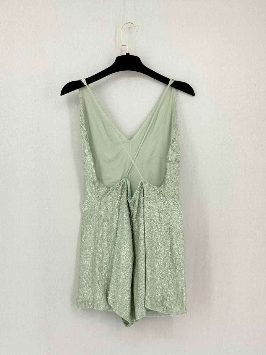 Pre-loved VALENTINO Green Sequin Embellished Size US 6 Playsuit at Reems Closet