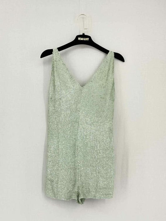 Pre-loved VALENTINO Green Sequin Embellished Size US 6 Playsuit at Reems Closet
