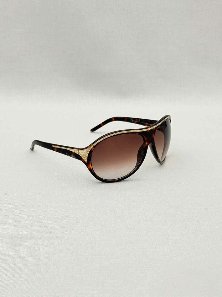 Pre-loved VALENTINO Havana & Gold Sunglasses at Reems Closet