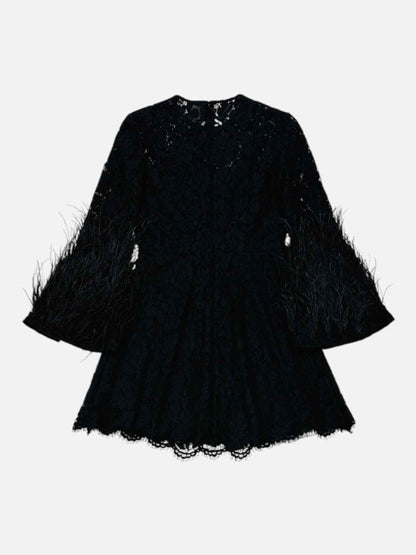 Pre-loved VALENTINO Lace Black Size Small Short Dress at Reems Closet