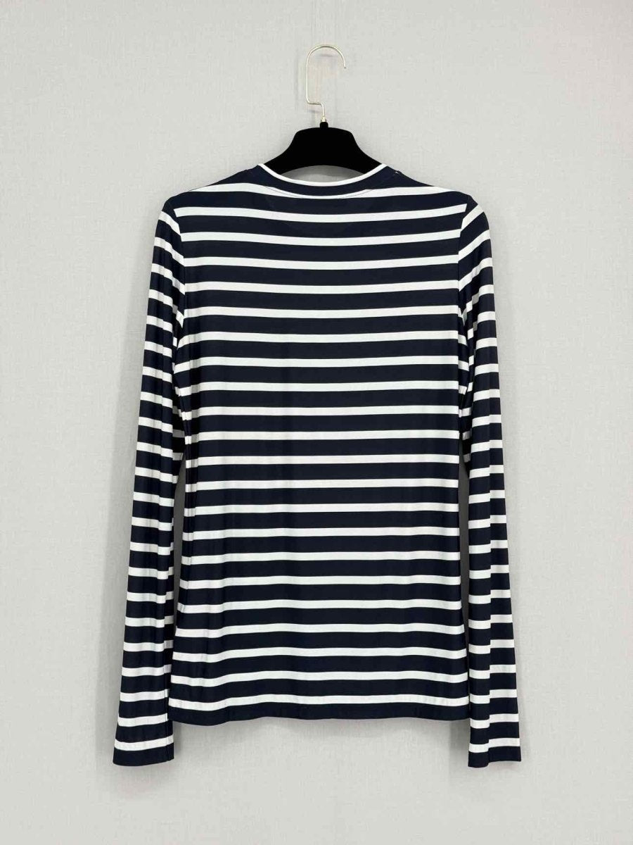 Pre - loved VALENTINO Long Sleeve Navy Blue & White Size Large Top at Reems Closet