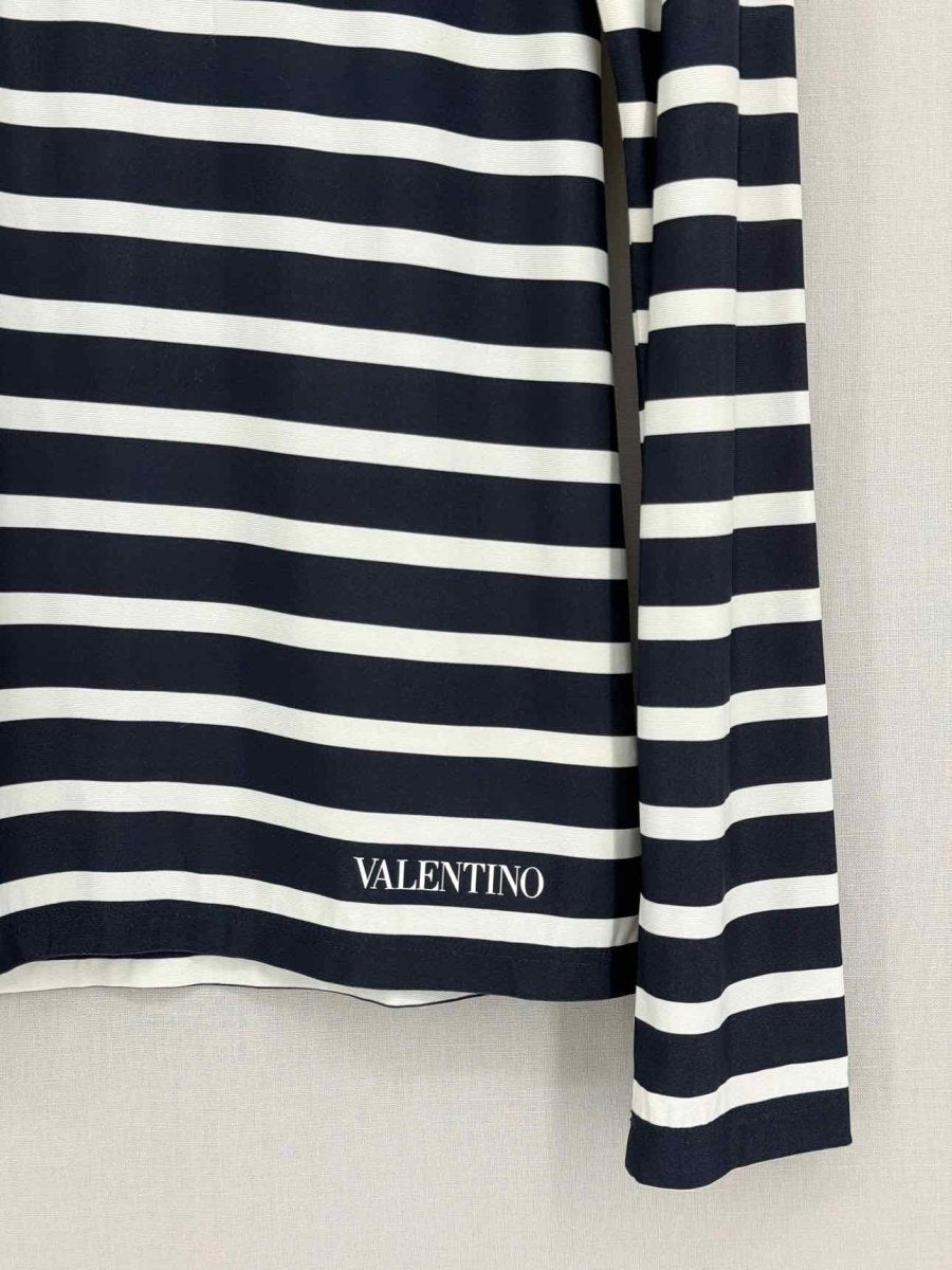 Pre - loved VALENTINO Long Sleeve Navy Blue & White Size Large Top at Reems Closet