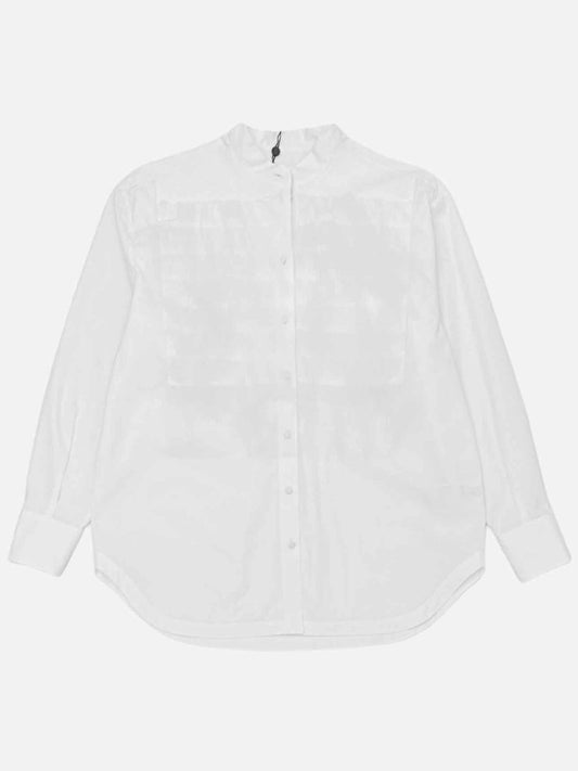 Pre-loved VALENTINO Mandarin Collar White Frilled Shirt from Reems Closet