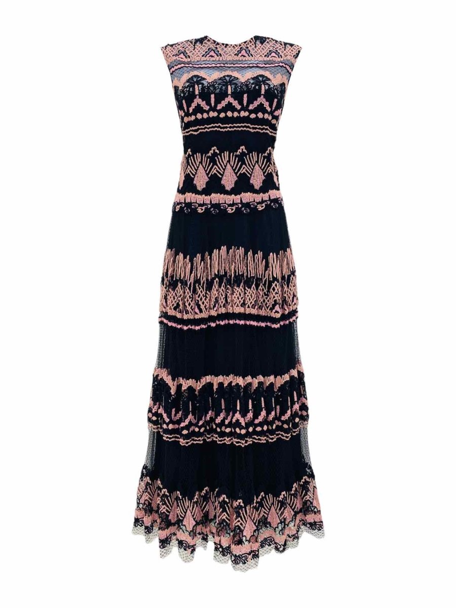 Pre - loved VALENTINO Maxi Black & Pink Maxi Dress US10 at Reems Closet