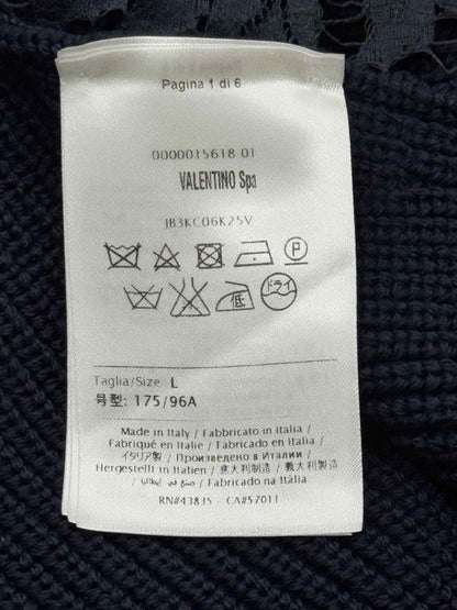 Pre - loved VALENTINO Navy Blue Knit Size Large Sweater at Reems Closet