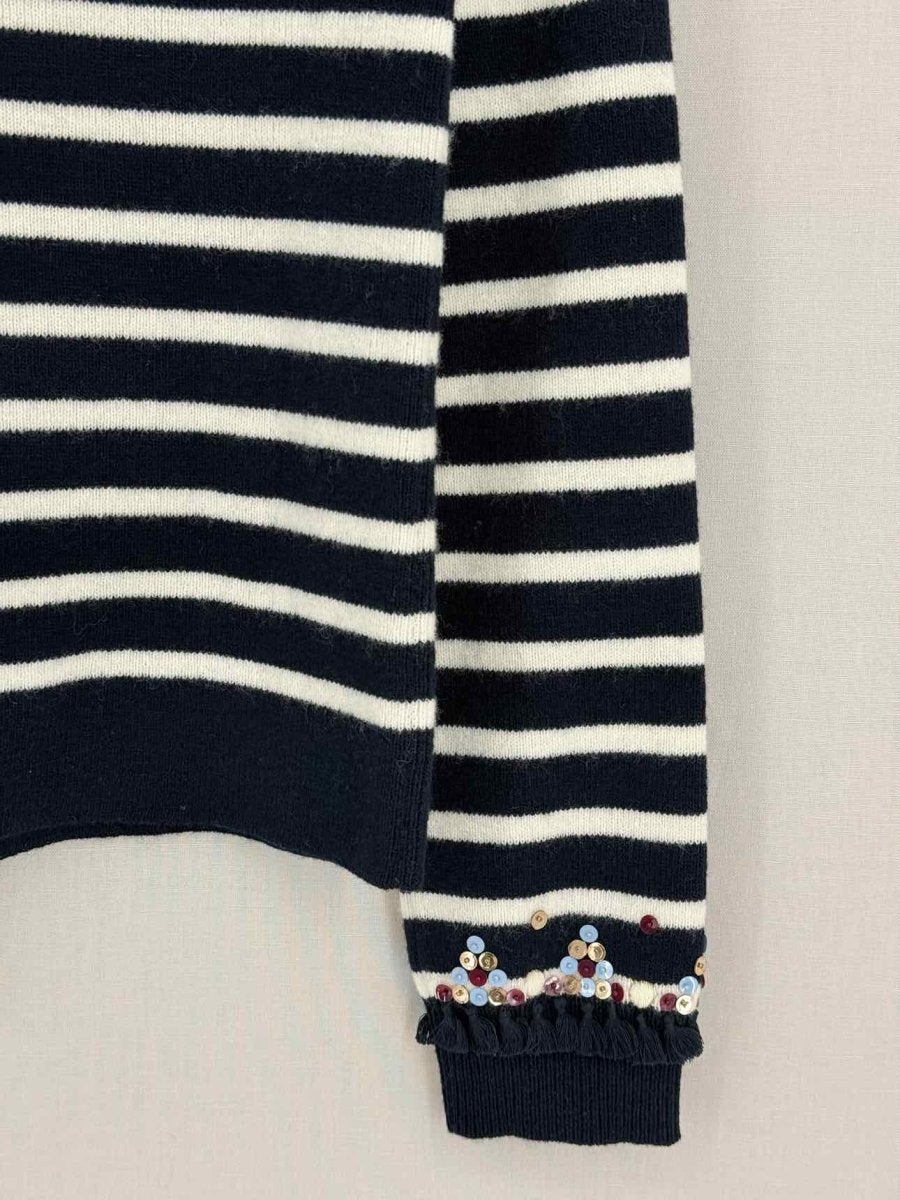 Pre - loved VALENTINO Navy Blue & White Striped Size Large Sweater at Reems Closet