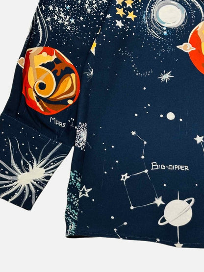 Pre - loved VALENTINO Neck Tie Blue w/ White Size US 6 Blouse at Reems Closet