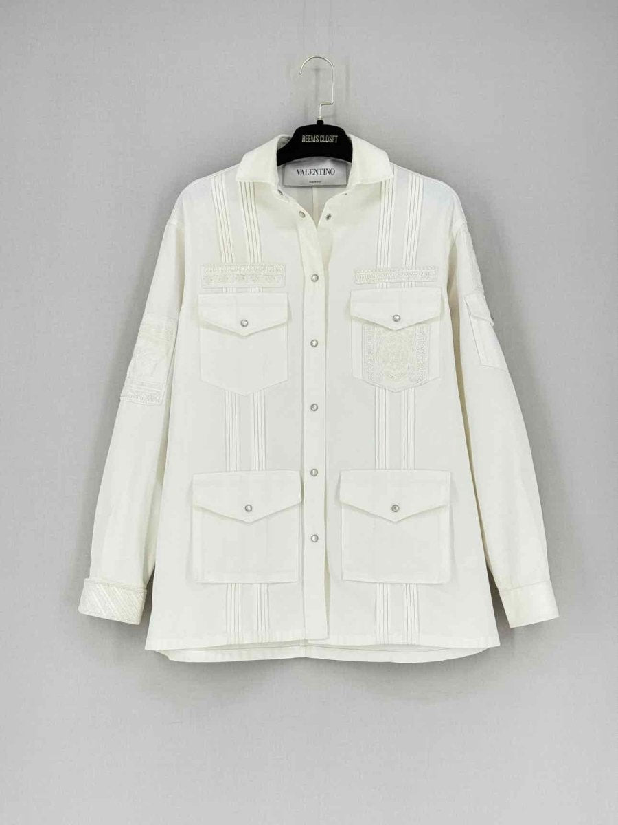 Pre - loved VALENTINO Off - white Embroidered Size US 2 Jacket at Reems Closet