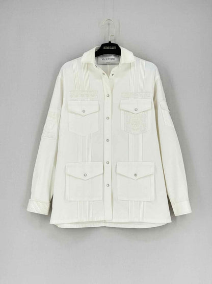 Pre - loved VALENTINO Off - white Embroidered Size US 2 Jacket at Reems Closet