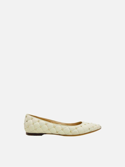 Pre-loved VALENTINO Off-white Quilted Flats from Reems Closet