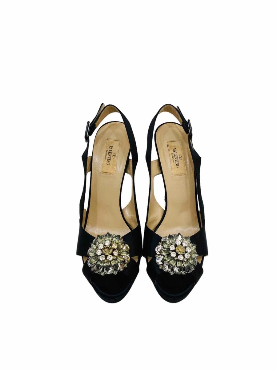 Pre - loved VALENTINO Open Toe Black Size EU 39 Slingbacks at Reems Closet