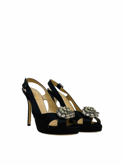 Pre - loved VALENTINO Open Toe Black Size EU 39 Slingbacks at Reems Closet