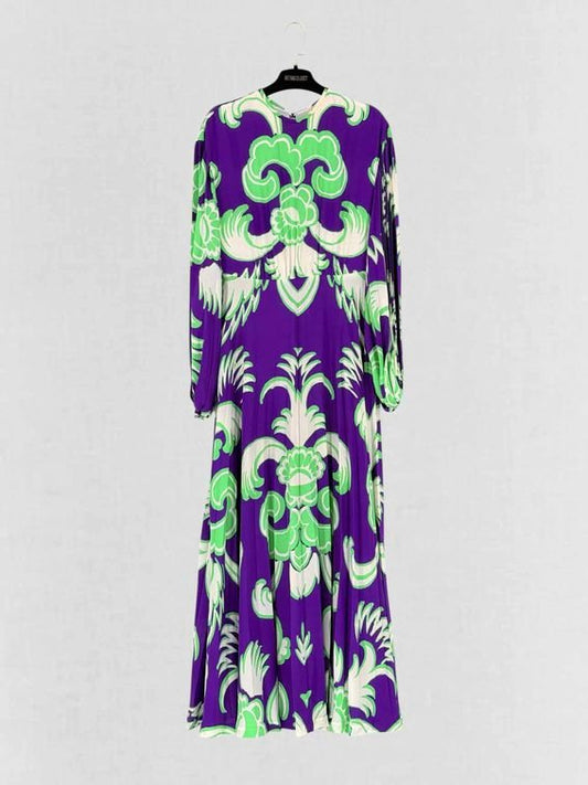 Pre - loved VALENTINO Purple w/ Green & Beige Size US 6 Long Dress at Reems Closet