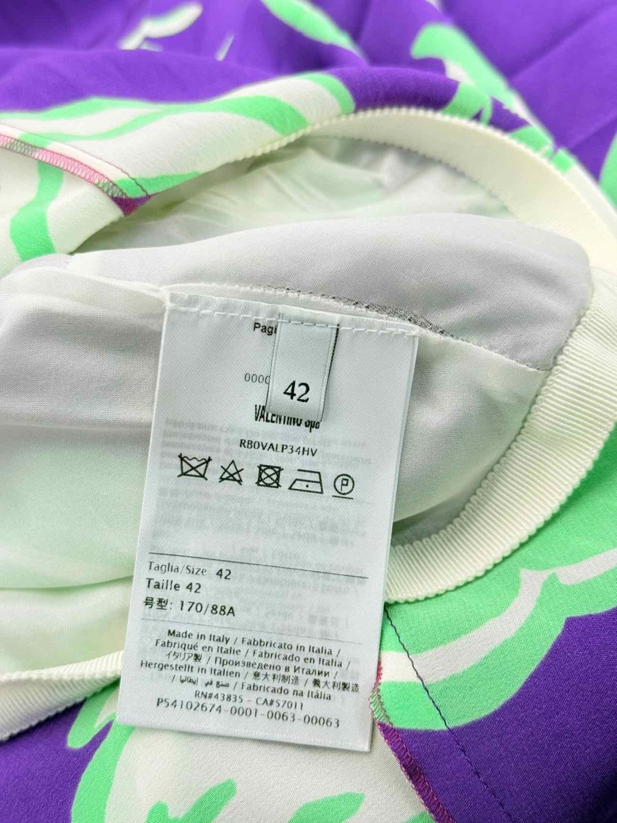 Pre - loved VALENTINO Purple w/ Green & Beige Size US 6 Long Dress at Reems Closet
