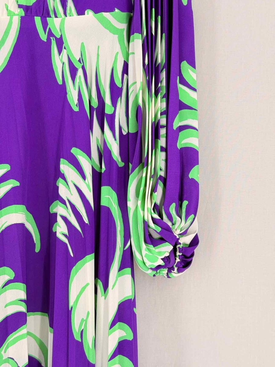 Pre - loved VALENTINO Purple w/ Green & Beige Size US 6 Long Dress at Reems Closet