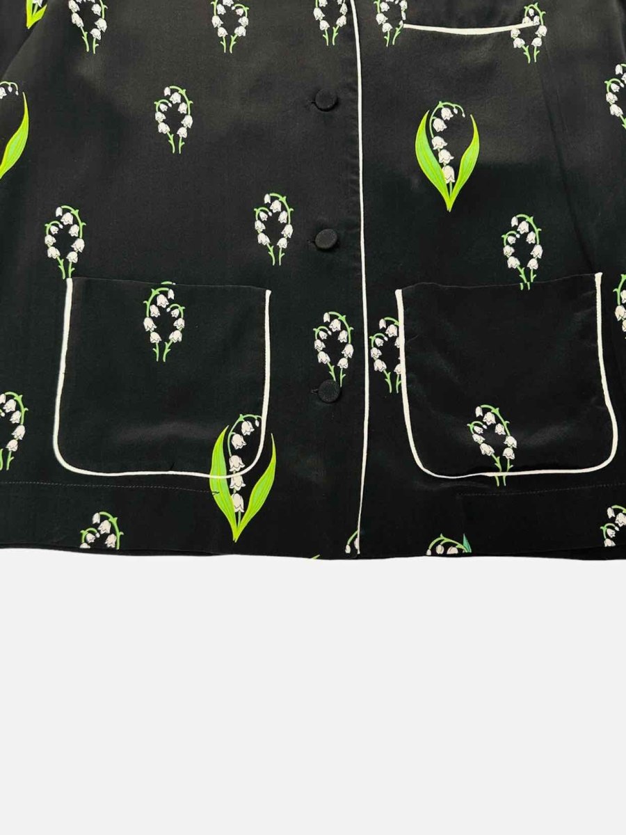 Pre - loved VALENTINO Pyjama Black w/ Green Floral Shirt at Reems Closet