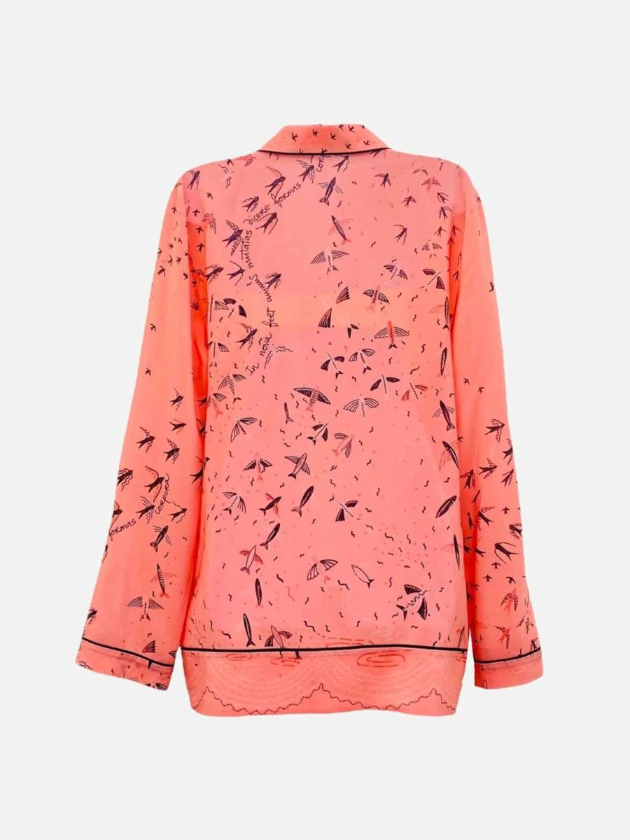 Pre - loved VALENTINO Pyjama Pink w/ Black Print Shirt at Reems Closet