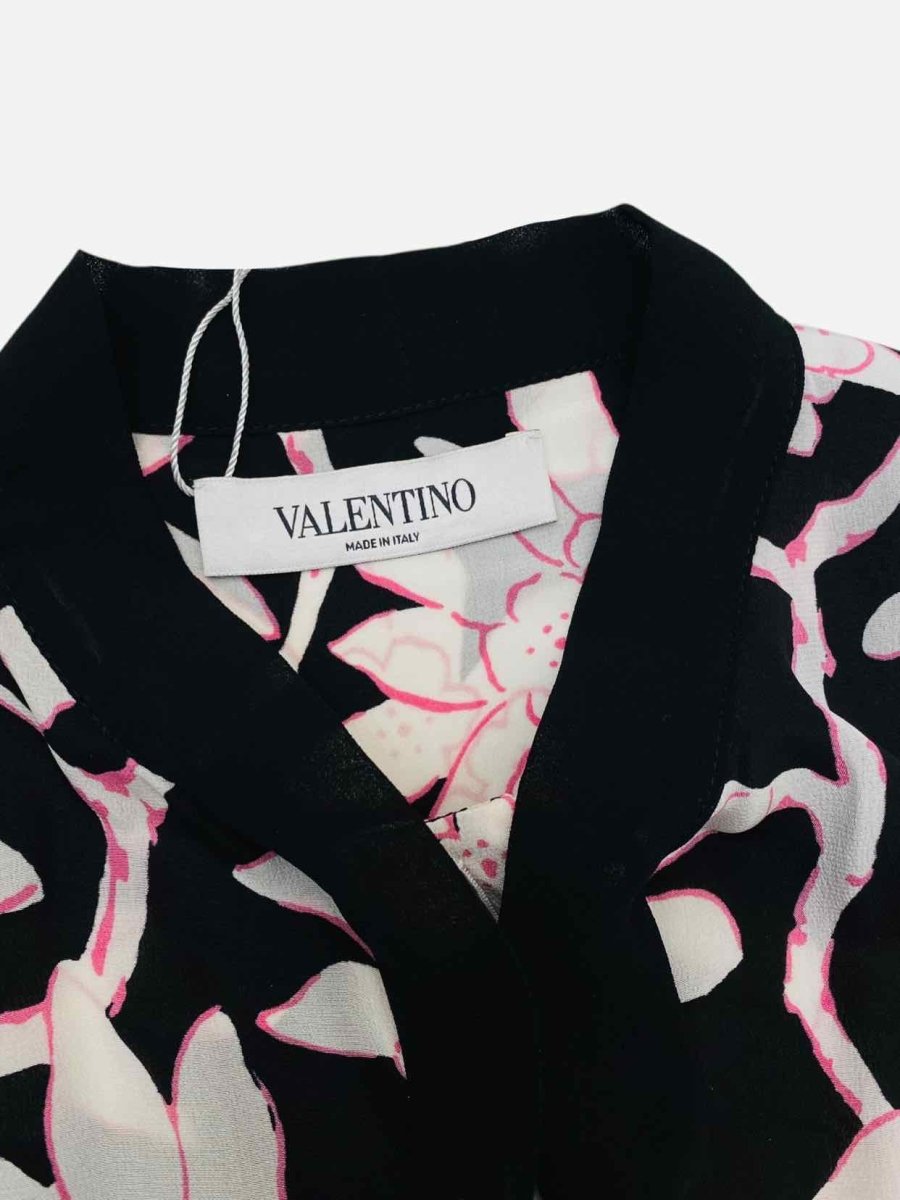 Pre - loved VALENTINO Pyjama White w/ Black & Pink Printed Shirt at Reems Closet