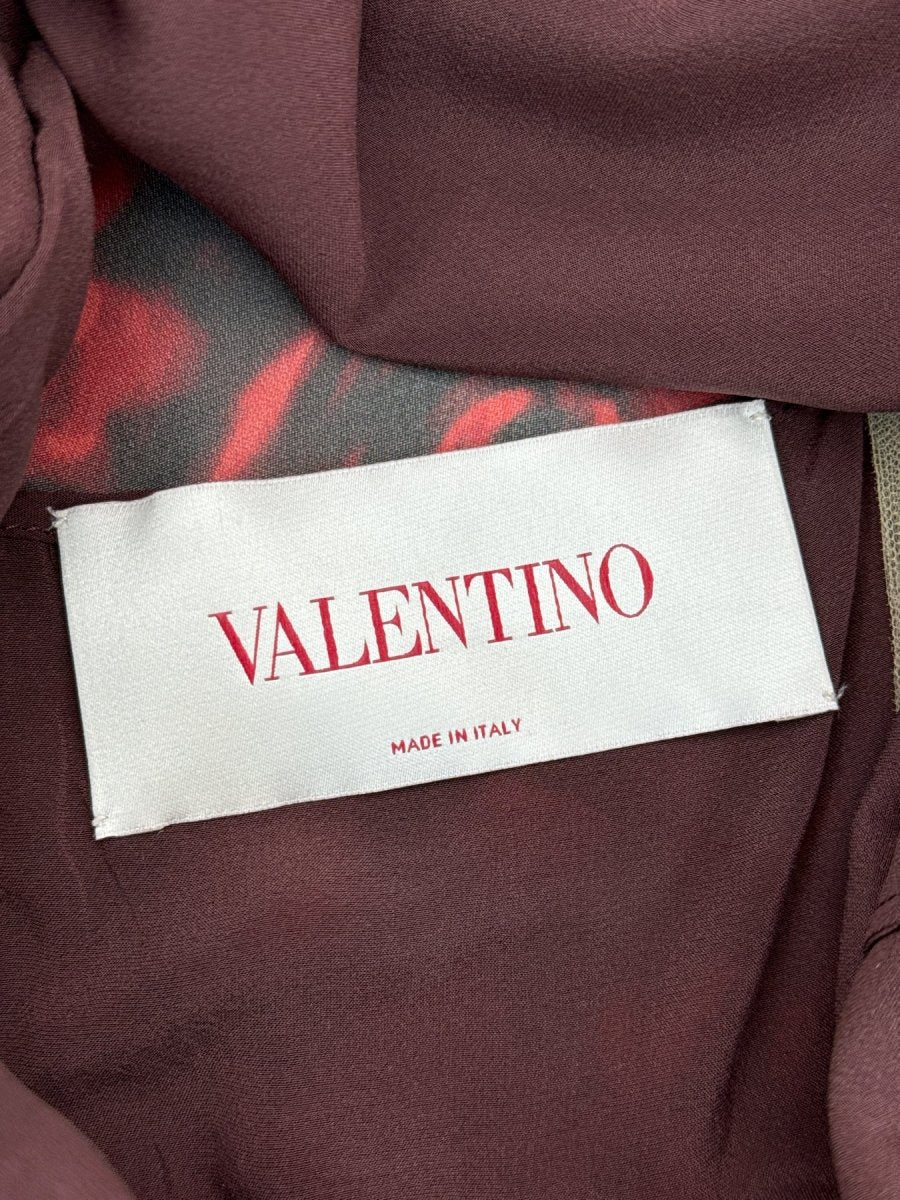 Pre - loved VALENTINO Red & Black Rose Print Knee Length Dress US8 at Reems Closet