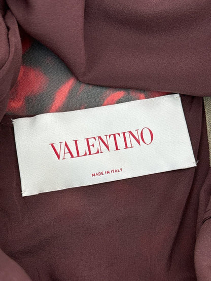 Pre - loved VALENTINO Red & Black Rose Print Knee Length Dress US8 at Reems Closet