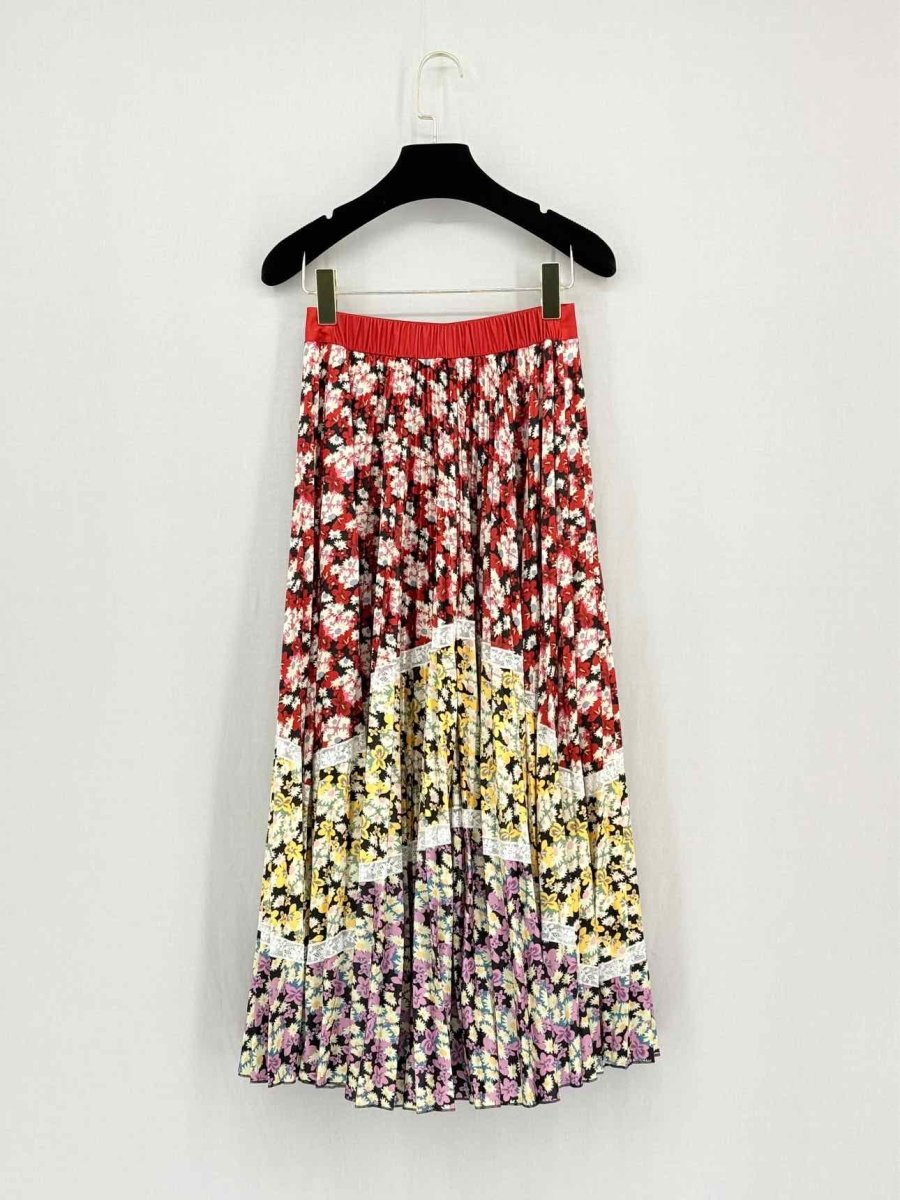 Pre - loved VALENTINO Red Multicolor Floral Size Small Midi Skirt at Reems Closet