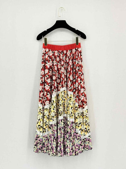 Pre - loved VALENTINO Red Multicolor Floral Size Small Midi Skirt at Reems Closet