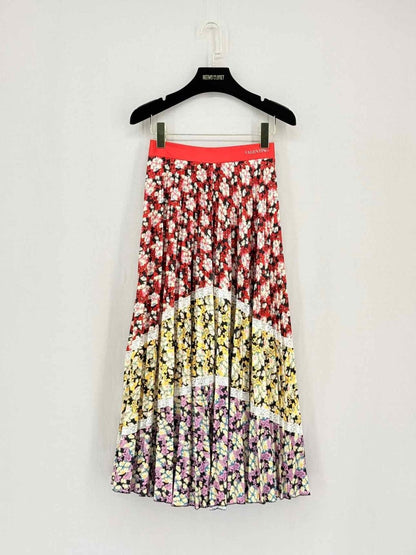 Pre - loved VALENTINO Red Multicolor Floral Size Small Midi Skirt at Reems Closet