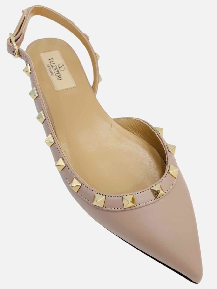 Pre - loved VALENTINO Rockstud Beige Flats 36.5 at Reems Closet