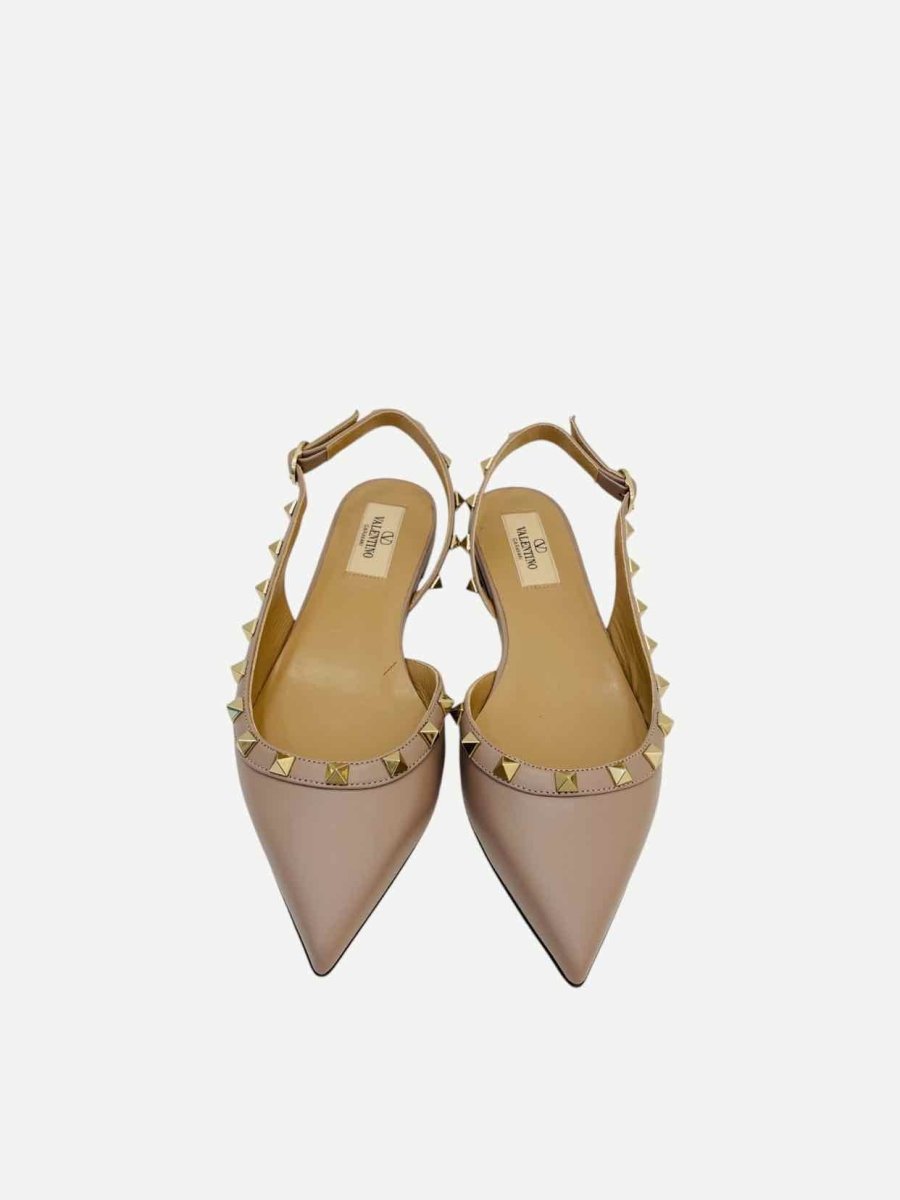 Pre - loved VALENTINO Rockstud Beige Flats 36.5 at Reems Closet