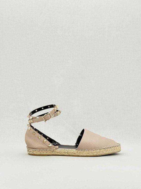 Pre - loved VALENTINO Rockstud Beige Size EU 38 Flats at Reems Closet