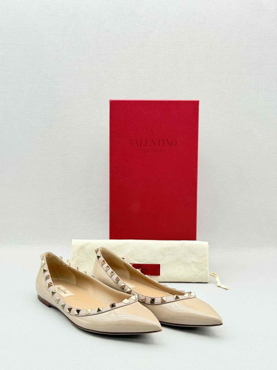 Pre - loved VALENTINO Rockstud Beige Size EU 39 Flats at Reems Closet