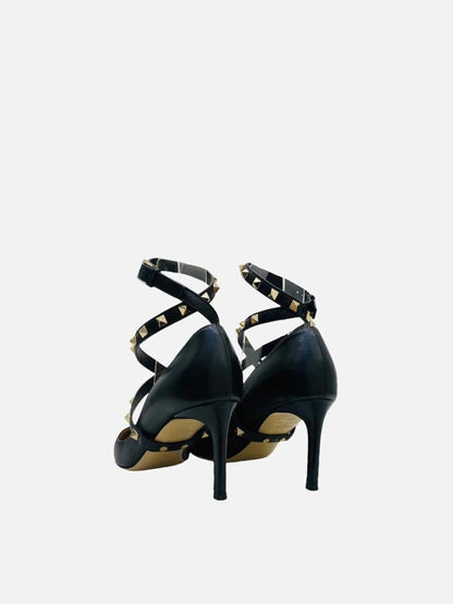 Pre - loved VALENTINO Rockstud Black Studwraps Pumps at Reems Closet