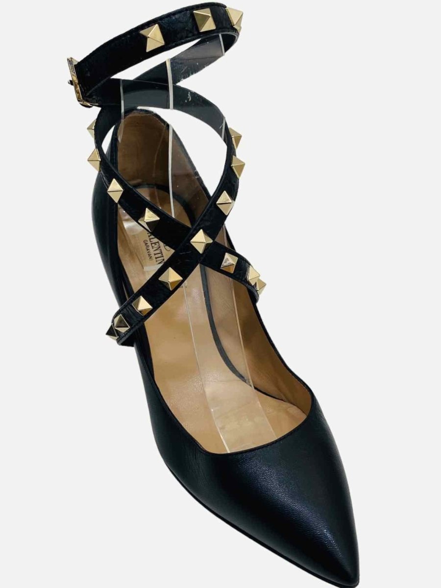 Pre - loved VALENTINO Rockstud Black Studwraps Pumps at Reems Closet