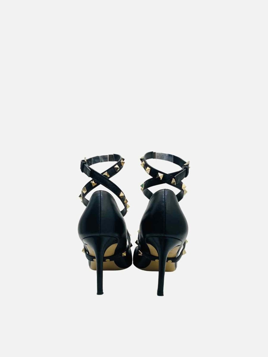 Pre - loved VALENTINO Rockstud Black Studwraps Pumps at Reems Closet