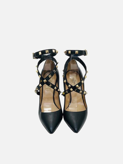 Pre - loved VALENTINO Rockstud Black Studwraps Pumps at Reems Closet