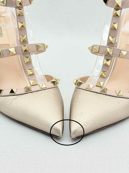 Pre - loved VALENTINO Rockstud Gold & Pink Size EU 38.5 Pumps at Reems Closet
