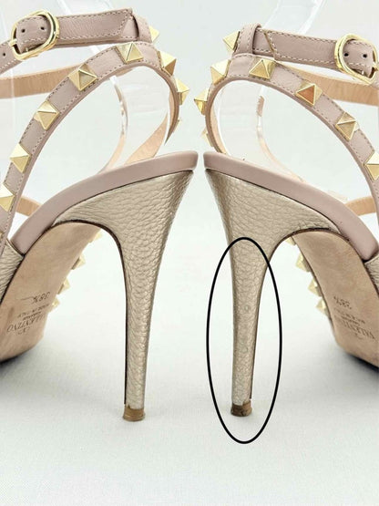 Pre - loved VALENTINO Rockstud Gold & Pink Size EU 38.5 Pumps at Reems Closet