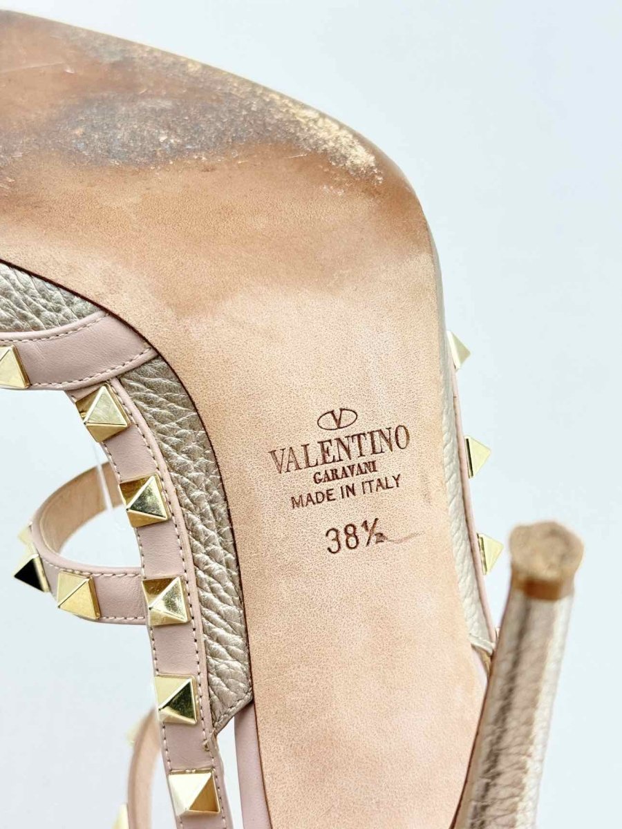 Pre - loved VALENTINO Rockstud Gold & Pink Size EU 38.5 Pumps at Reems Closet