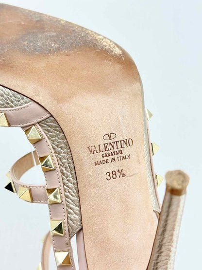Pre - loved VALENTINO Rockstud Gold & Pink Size EU 38.5 Pumps at Reems Closet