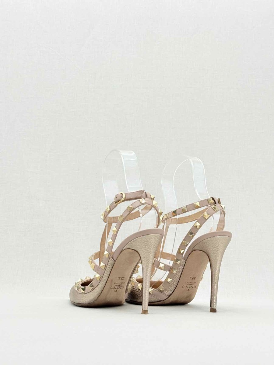 Pre - loved VALENTINO Rockstud Gold & Pink Size EU 38.5 Pumps at Reems Closet
