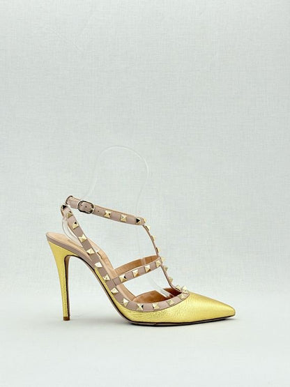 Pre - loved VALENTINO Rockstud Gold Size EU 40.5 Pumps at Reems Closet