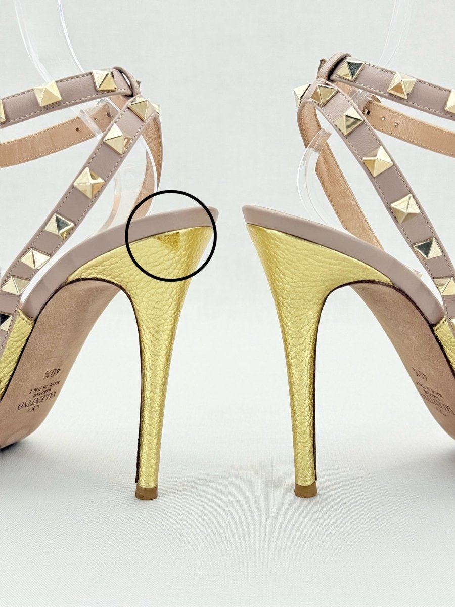 Pre - loved VALENTINO Rockstud Gold Size EU 40.5 Pumps at Reems Closet