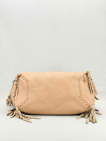 Pre - loved VALENTINO Rockstud Nude Fringed Tote Bag at Reems Closet