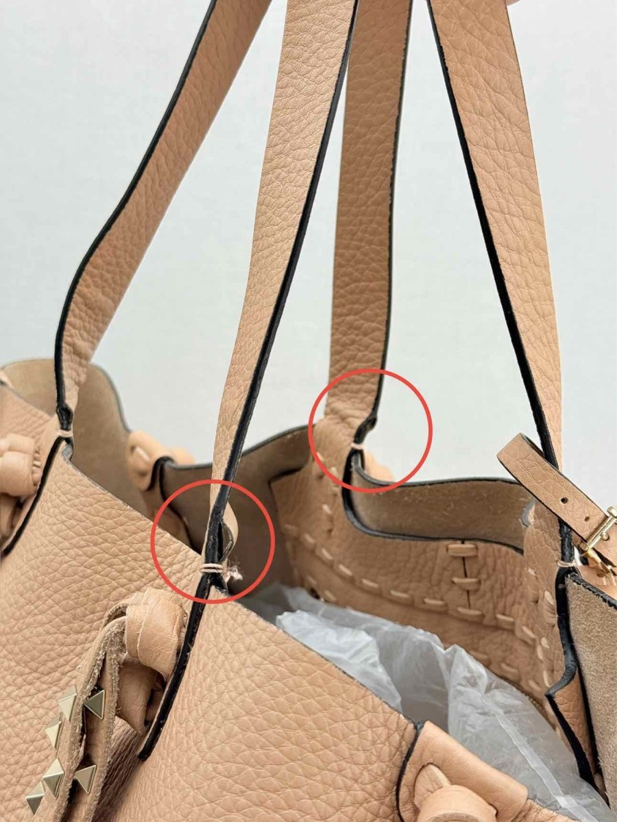 Pre - loved VALENTINO Rockstud Nude Fringed Tote Bag at Reems Closet