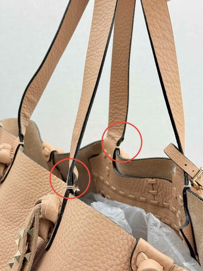 Pre - loved VALENTINO Rockstud Nude Fringed Tote Bag at Reems Closet