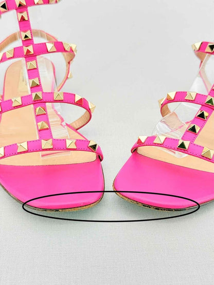 Pre - loved VALENTINO Rockstud Pink Size EU 38 Flat Shoes at Reems Closet