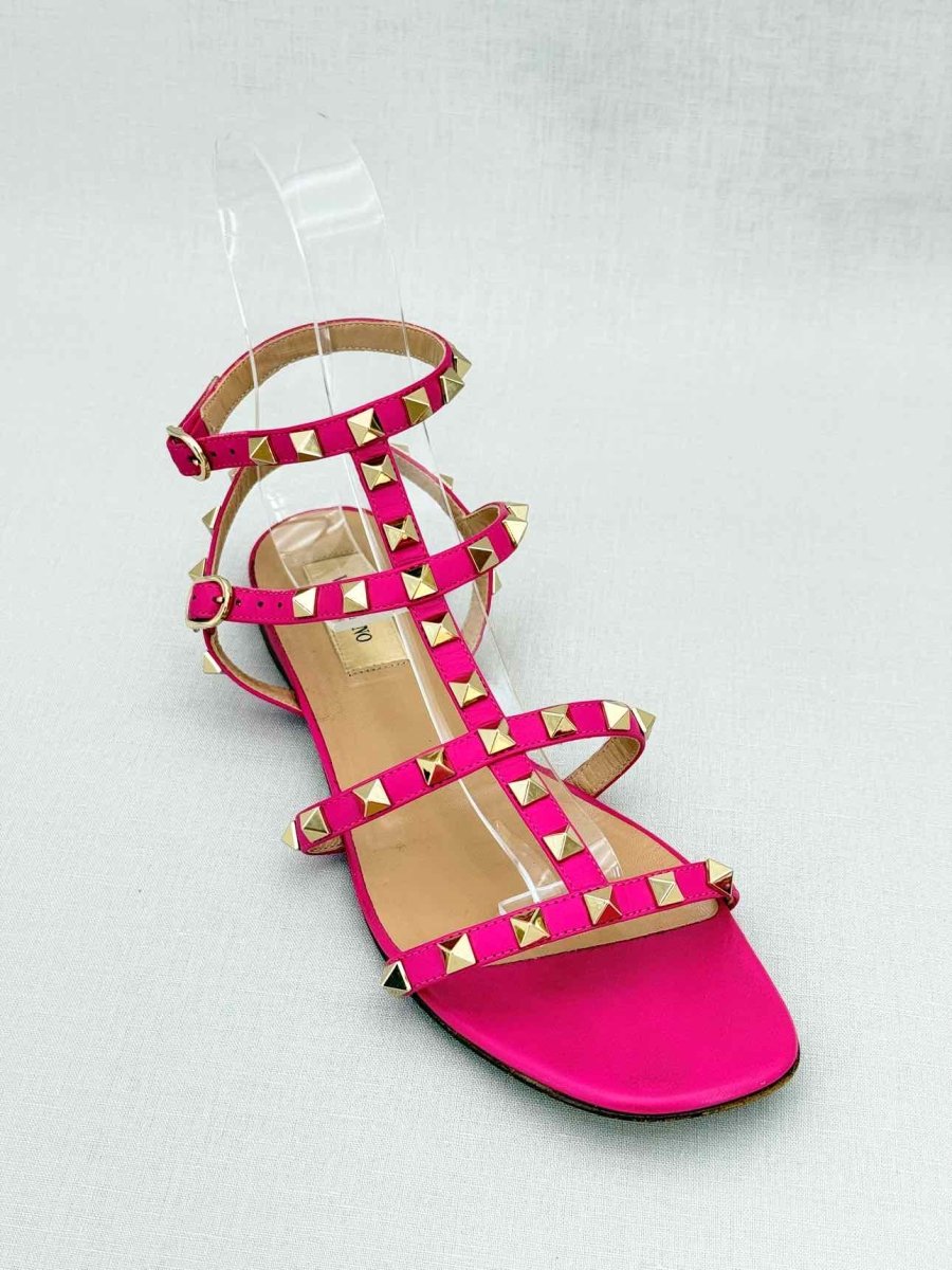 Pre - loved VALENTINO Rockstud Pink Size EU 38 Flat Shoes at Reems Closet