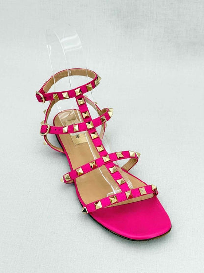 Pre - loved VALENTINO Rockstud Pink Size EU 38 Flat Shoes at Reems Closet