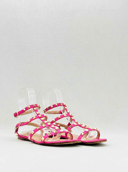 Pre - loved VALENTINO Rockstud Pink Size EU 38 Flat Shoes at Reems Closet